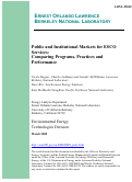 Cover page: Public and Institutional Markets for ESCO Services: Comparing Programs, Practices and 
Prformance