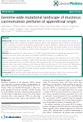 Cover page: Genome-wide mutational landscape of mucinous carcinomatosis peritonei of appendiceal origin