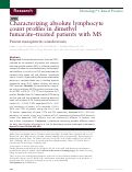 Cover page: Characterizing absolute lymphocyte count profiles in dimethyl fumarate-treated patients with MS: Patient management considerations.