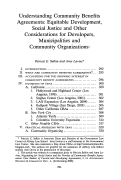 Cover page: Understanding Community Benefits Agreements: Equitable Development, Social Justice and Other Considerations for Developers, Municipalities and Community Organizations