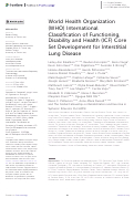 Cover page: World Health Organization (WHO) International Classification of Functioning, Disability and Health (ICF) Core Set Development for Interstitial Lung Disease.