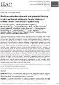 Cover page: Body mass index rebound and pubertal timing in girls with and without a family history of breast cancer: the LEGACY girls study.