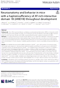 Cover page: Neuroanatomy and Behaviour in Mice with a Haploinsufficiency of AT-Rich Interactive Domain 1B (ARID1B) Throughout Development