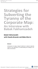 Cover page: Strategies for Subverting the Tyranny of the Corporate Map: An Interview with Babak Fakhamzadeh