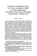 Cover page: Continued Cartographic Chaos, Or a New Paradigm in Public Land Reconfiguration? The Effect of New Laws Authorizing Limited Sales of Public Land