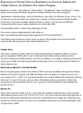 Cover page: Regression to Normal Glucose Regulation in American Indians and Alaska Natives of a Diabetes Prevention Program.