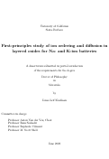 Cover page: First-principles study of ion ordering and diffusion in layered oxides for Na- and K-ion batteries