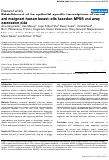 Cover page: Establishment of the epithelial-specific transcriptome of normal and malignant human breast cells based on MPSS and array expression data