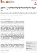 Cover page: Genomic Characteristics of Recently Recognized Vibrio cholerae El Tor Lineages Associated with Cholera in Bangladesh, 1991 to 2017
