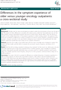 Cover page: Differences in the symptom experience of older versus younger oncology outpatients: A cross-sectional study