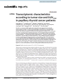 Cover page: Transcriptomic characteristics according to tumor size and SUVmax in papillary thyroid cancer patients.