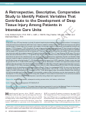 Cover page: A Retrospective, Descriptive, Comparative Study to Identify Patient Variables That Contribute to the Development of Deep Tissue Injury Among Patients in Intensive Care Units.