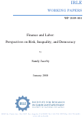 Cover page: Finance and Labor: Perspectives on Risk, Inequality, and Democracy