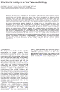 Cover page: Stochastic analysis of surface metrology