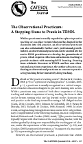 Cover page: The Observational Practicum: A Stepping-Stone to Praxis in TESOL