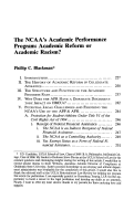 Cover page: The NCAA's Academic Performance Program: Academic Reform or Academic Racism?