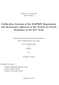 Cover page: Calibration Systems of the KATRIN Experiment and Systematics Inherent in the Search for Sterile Neutrinos at the keV Scale