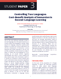 Cover page of Controlling Two Languages: Cost-Benefit Analysis of Immersion in Second-Language Learning