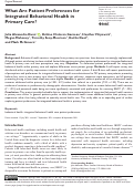 Cover page: What Are Patient Preferences for Integrated Behavioral Health in Primary Care?