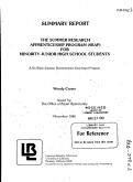 Cover page: THE SUMMER RESEARCH APPRENTICESHIP PROGRAM (SRAP) FOR MINORITY JUNIOR HIGH SCHOOL STUDENTS. A SIX- WEEK SUMMER DEMONSTRATION ENRICHMENT PROGRAM. SUMMARY REPORT.