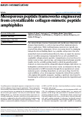 Cover page of Mesoporous peptide frameworks engineered from crystallizable collagen-mimetic peptide amphiphiles