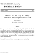 Cover page: And the Cuts Just Keep on Coming: Idaho State Budgeting in 2009 and 2010