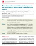Cover page: Nanotherapeutics for inhibition of atherogenesis and modulation of inflammation in atherosclerotic plaques