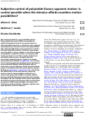 Cover page: Subjective control of polystable illusory apparent motion: Is control possible when the stimulus affords countless motion possibilities?