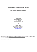 Cover page: Responding to WMD Terrorism Threats: The Role of Insurance Markets