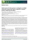 Cover page: Initial success of native grasses is contingent on multiple interactions among exotic grass competition, temporal priority, rainfall and site effects