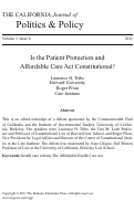 Cover page: Is the Patient Protection and Affordable Care Act Constitutional?