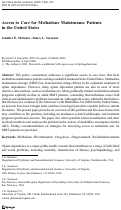 Cover page: Access to Care for Methadone Maintenance Patients in the United States