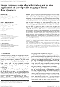 Cover page: Linear response range characterization and in vivo application of laser speckle imaging of blood flow dynamics