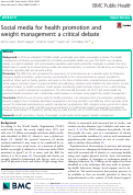 Cover page: Social media for health promotion and weight management: a critical debate