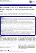 Cover page: Performance of two rapid diagnostic tests for malaria diagnosis at the China-Myanmar border area