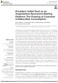 Cover page: Providers’ Initial Trust on an Organization-Sponsored Sharing Platform: The Framing of Coworker Collaborative Consumption