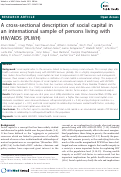 Cover page: A cross-sectional description of social capital in an international sample of persons living with HIV/AIDS (PLWH)