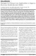 Cover page: Strategies for Primary Care Stakeholders to Improve Electronic Health Records (EHRs)