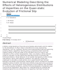 Cover page: Numerical Modeling Describing the Effects of Heterogeneous Distributions of Asperities on the Quasi-static Evolution of Frictional Slip