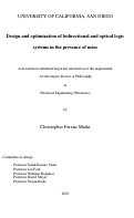 Cover page: Design and optimization of bidirectional and optical logic systems in the presence of noise