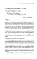 Cover page: The Importance of Critically Disaggregating Data: The Case of Southeast Asian American College Students