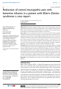 Cover page: Reduction of central neuropathic pain with ketamine infusion in a patient with Ehlers–Danlos syndrome: a case report
