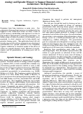 Cover page: Analogy and Episodic Memory to Support Domain Learning in a CognitiveArchitecture: An Exploration