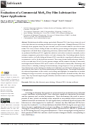 Cover page: Evaluation of a Commercial MoS2 Dry Film Lubricant for Space Applications