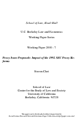 Cover page: Proxy Issue Proposals: Impact of the 1992 Proxy SEC Proxy Reforms