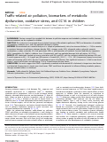 Cover page: Traffic-related air pollution, biomarkers of metabolic dysfunction, oxidative stress, and CC16 in children