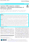 Cover page: Common DNA sequence variation influences 3-dimensional conformation of the human genome