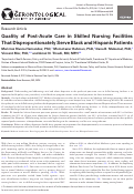 Cover page: Quality of Post-Acute Care in Skilled Nursing Facilities That Disproportionately Serve Black and Hispanic Patients.