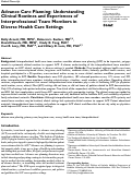 Cover page: Advance Care Planning: Understanding Clinical Routines and Experiences of Interprofessional Team Members in Diverse Health Care Settings