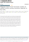 Cover page: Mapping tropical forest functional variation at satellite remote sensing resolutions depends on key traits